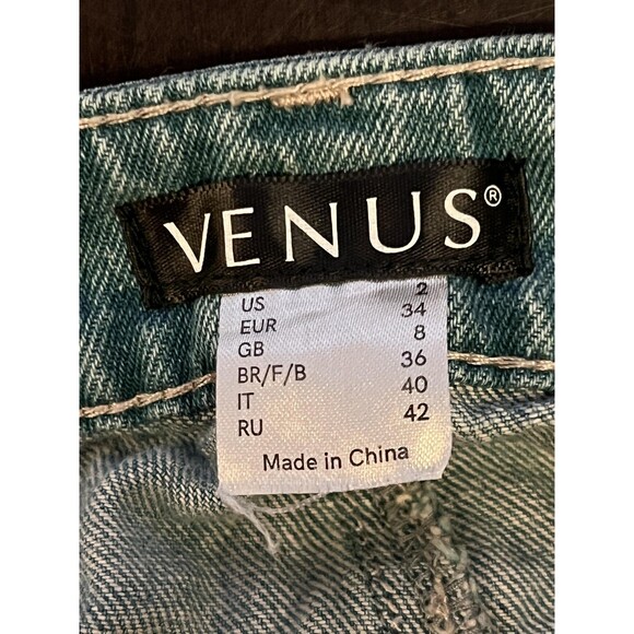 Venus Jeans Womens 2 Blue Distressed Floral Embroidered Ripped Denim Skinny - Picture 7 of 8